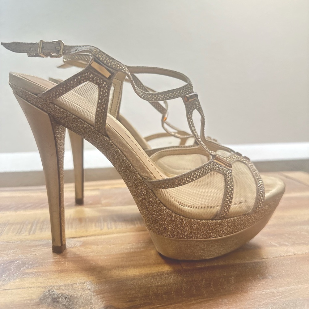 Gianni Bini Gold Sparkle Platforms